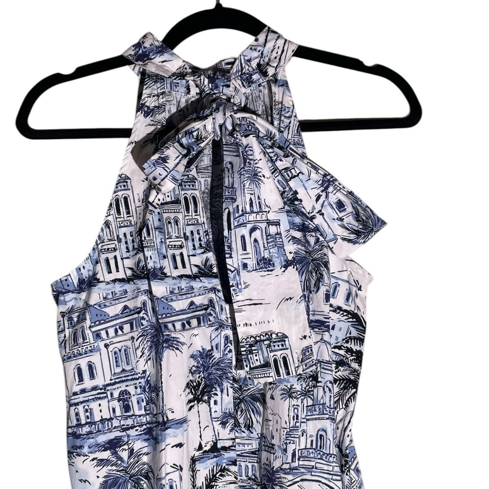 Calypso St. Barth Blue White Halter Cotton Mini Dress Sz Medium Tropical Resort - Picture 4 of 16